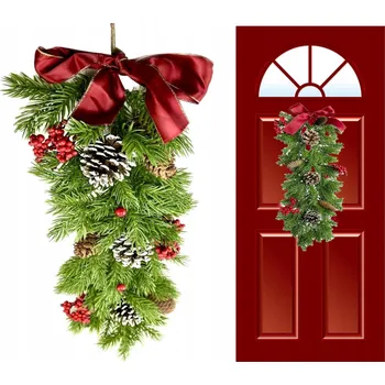 Vánoční dekorace OZDOBA NA DVEŘE VÁNOČNÍ GIRLANDA ŠIŠKY SWIERK JEŘABINA VELKÁ 60 CM