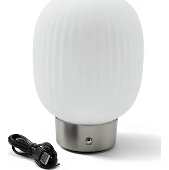 Lampička 721516 - Tchibo - LED dobíjecí stolní lampa se skleněným stínítkem - barva: bílá