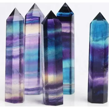 Fialový a modrý křišťál v hůlce pro energii a harmonii | křišťálová věž, ochranný kámen - aura , 70-80mm