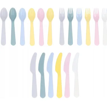 Příbor SZTUĆCE PLASTIKOWE opakovaně použitelné na piknik grilování, sada 18 kusů, barevné