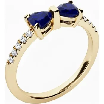 Prsten Couple, Jemný prsten Twinelle, žluté zlato se zirkony, vel. 55, prům. 17.5 mm, 585-68-1-4277.0Z00.0.55.102