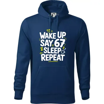 Pánská mikina 67 wake up repeat - Mikina pánská Cape s kapucí - 5XL ( Půlnoční modrá )