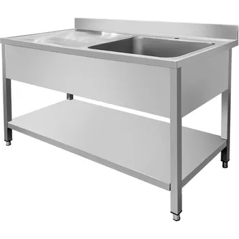 Nerezový dřez vasegastro Nerezový dřez vpravo s odkapávací plochou a policí 120x60x87cm