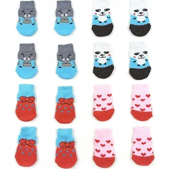 Obleček pro psa Ponožky Boty pro psa protiskluzové barevné sada 4 páry velikost S