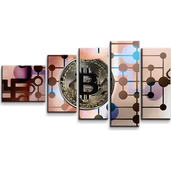Obraz Sablio Obraz - 5-dílný Bitcoin - 100x60 cm