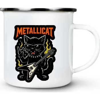 Metallicat – rocková kočka - Plechový hrnek VELKÝ 400ml (500 ml po okraj) - 400 ml