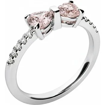 Prsten Couple, Jemný prsten Twinelle, bílé zlato se zirkony, vel. 50, prům. 15.9 mm, 585-68-1-4277.1B00.0.50.108