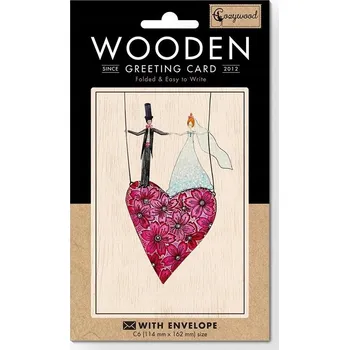 Obraz Dřevěné přání C6 + obálka Svatba srdce Cozywood kniha