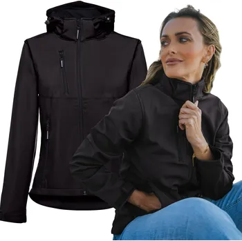 Moto bunda Dámská nepromokavá bunda SOFTSHELL s fleecem a odnímatelnou kapuce, černá, velikost L
