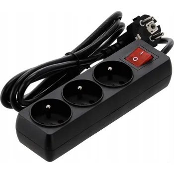 Napájecí kabel Zásuvková Lišta Prodlužovací kabel 3 zásuvky 300 cm s vypínačem a uzemněním