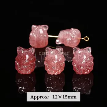 Přívěsek Přívěsek ve tvaru lišky | korálek 1 ks - Jahodový křemen