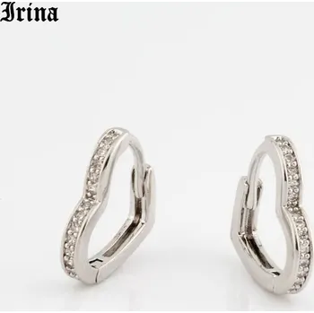 Náušnice Kruhové náušnice tvar srdce se zirkonem | šperk 2 ks - Platinové pokovení