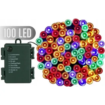 Vánoční dekorace Vánoční Osvětlení Na Stromeček na baterie 100 Multicolor 10 m IP44 Časovač 8 režimů