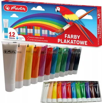 Vodová barva Plakátové barvy v tubách 30 ml, 12 barev HERLITZ