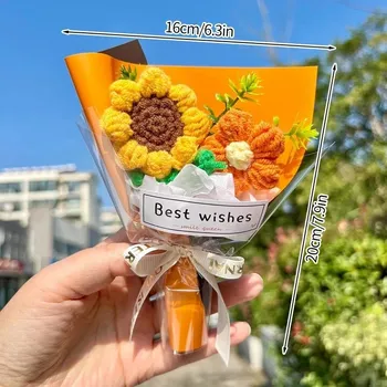 Slunečnicová háčkovaná kytice | umělé květiny, dekorace - S1 , jako obrázek