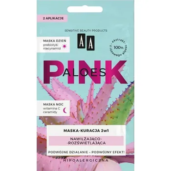 Pleťová maska AA Aloe Pink Hydratační a rozjasňující maska – kúra den + noc 2x4g