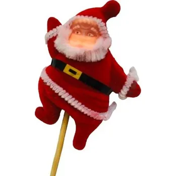 Vánoční dekorace Vánoční Mikuláš na drátku, červený - dekorace do aranžmá a kompozic