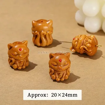 Přívěsek Přívěsek kočičí hlava ze santalového dřeva | šperky - Liška