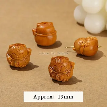 Přívěsek Přívěsek kočičí hlava ze santalového dřeva | šperky - Šťastná kočka