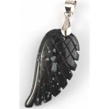 Přívěsek Andělská křídla z přírodního krystalu | ochranný přívěsek, spirituální šperk 1 ks - Snowflake Stone