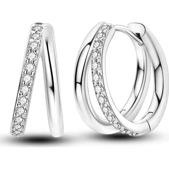 Náušnice Stříbrné kruhové náušnice se zirkonem | šperky 2 ks - JFE228