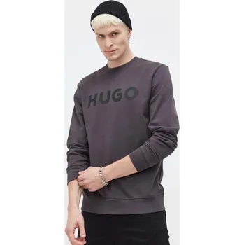 Pánská mikina Bavlněná mikina HUGO pánská, šedá barva, s potiskem, 50477328 90Y, vel. XXL