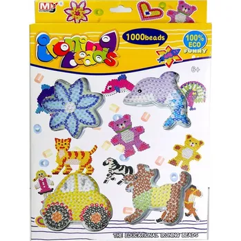 Dětské navlékací korálky Zažehlovací korálky, 4 šablony, 1000 korálků