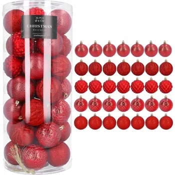 Vánoční dekorace VÁNOČNÍ BAŇKY CHOINKOWE czerwone bezpieczne dla děti nerozbitné mega sada x35