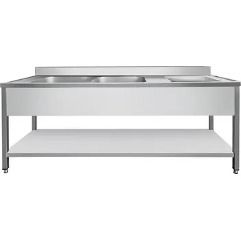 Nerezový dřez vasegastro Nerezový dvojdřez vlevo s odkapávací plochou a policí 140x70x87cm