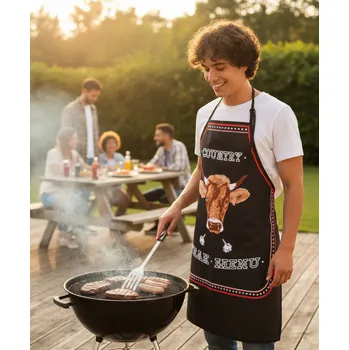 Kuchyňská zástěra Zástěra kuchyňská, Steak Menu, černá