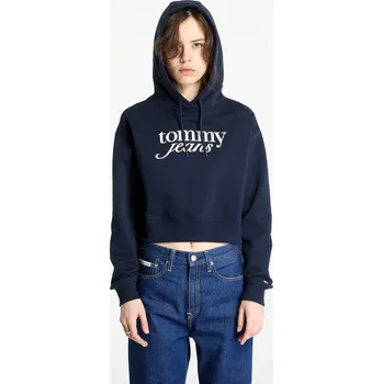 Pánská mikina Mikina Tommy Jeans Relaxed Cropped Script Hoodie Blue S