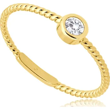 Prsten MINET Zásnubní zlatý prsten s bílým zirkonem Au 585/1000 vel. 56 - 1,00g