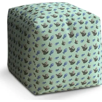 Taburet Sablio Taburet Cube kočky a rybičky: 40x40x40 cm