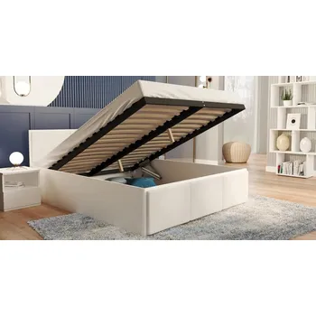 Postel Manželská postel PANAMA T 180x200 se zvedacím dřevěným roštem BÍLÁ