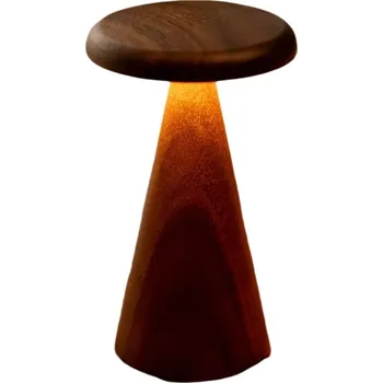 Čtecí lampička LED stolní lampa v tmavě přírodní barvě s dřevěným stínidlem (výška 21 cm) Sylva – Gingko ID_1795366