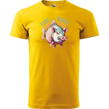 Sablio Tričko s potiskem pro rybáře Zase kapr jako prase - žluté M