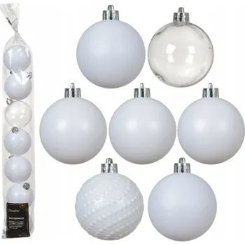 Vánoční dekorace Vánoční Baňky BÍLÉ, 6 cm, 7 ks