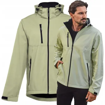 Pánská softshellová bunda Pánská nepromokavá bunda SOFTSHELL s odepínací fleecovou podšívkou a odnímatelnou kapuce, zelená, velikost S