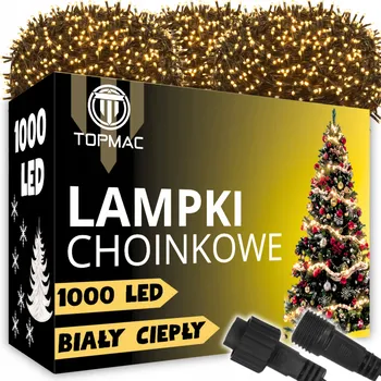 Vánoční dekorace VÁNOČNÍ OSVĚTLENÍ NA STROMEČEK 1000 LED BÍLÁ TEPLÁ VNITŘNÍ NA STROMEČEK 8 REŽIMŮ