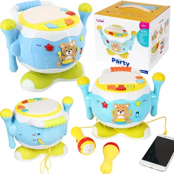 Hudební nástroj pro děti Bubínek Hračka Hudební Efekty Světelné Zvukové Mikrofon Paličky