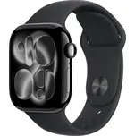 Apple Watch Series 11 Cellular 42mm Klavírně černý hliník s černým sportovním řemínkem - S/M