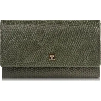 Peněženka Dámská kožená peněženka se vzorem hadí kůže zelená velká PAOLO PERUZZI