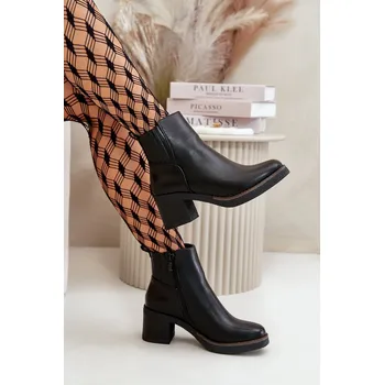 Dámské kozačky Zateplené dámské boty na podpatku eko kůže Irittes Barva: Černá, Velikost: 37