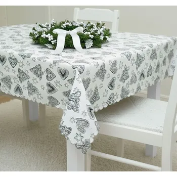 ubrus Ubrus gobelinový vánoční, Stromeček a srdíčka, šedý