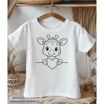 Dětská móda Tričko k vybarvení, dětské, ŽIRAFA se srdíčkem, 1 ks zvolte VELIKOST textilu ZDE:: 5/6 let Beagle