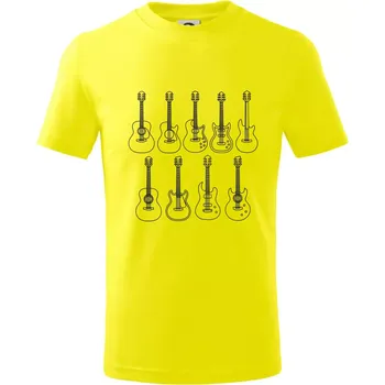 Chlapecké tričko Typy kytar černé kresby - Tričko dětské bavlněné - 98 cm / 2 roky ( Citrónová )