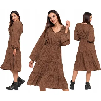 Dámské šaty Šaty Midi Dlouhý rukáv Vzdušné Módní Elegantní Falbany MORAJ M