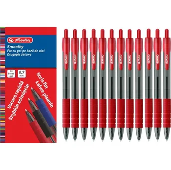 12x gelová propiska Smoothy 0,7mm červené HERLITZ