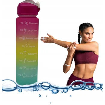 Láhev LAHEV NA PITÍ MOTIVAČNÍ LAHEV 1L S MĚRKOU, NEPROTÉKAJÍCÍ, BEZ BPA, PRO FITNESS A SPORT