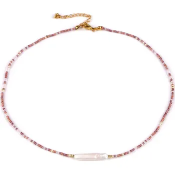 Náhrdelník Náhrdelník z japonského rokajlu s říční perlou, barva 1 pudrová